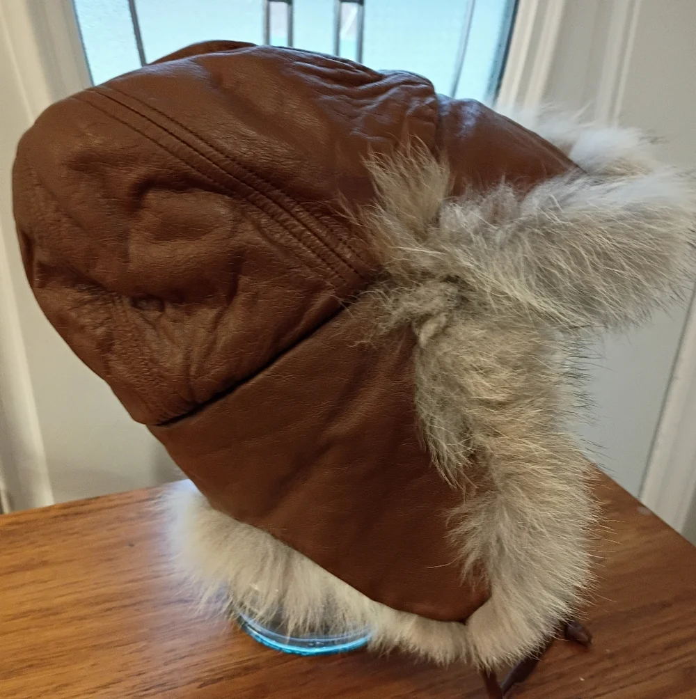 CABELAS SZ XL CROWN CAP GENUINE COYOTE LEATHER COVER CANADIAN TAPPER HAT - Picture 2 of 10